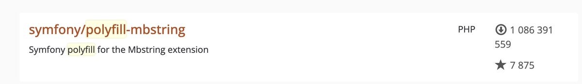brendt_gd's tweet image. symfony/polyfill is downloaded so much that its download count doesn't fit on a single line anymore 😂