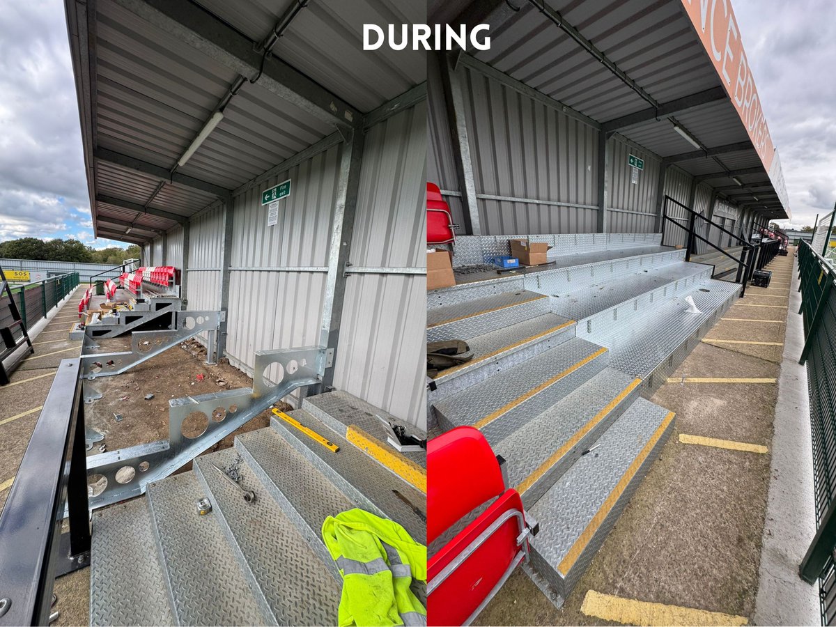 StadiaConstruct's tweet image. Some progress pictures of work recently completed at @sholingfc, adding additional seating to their combined standing and seated Pangea Stand

#designdeliverconstruct #stadiaconstruction #terracing #footballground #sholing #sholingfc #seatedstand #standingstand #footballstand