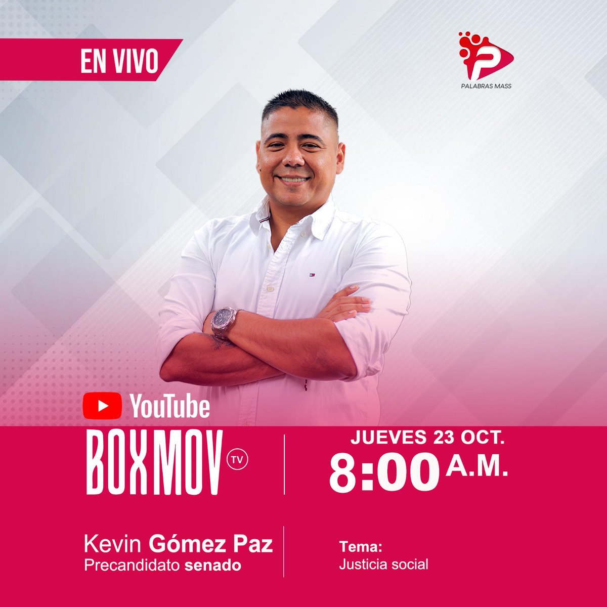 💬 La justicia social no es un ideal, es una necesidad

🔴En vivo por YouTube de <a href="/CanalBoxMov/">BoxMov</a> este jueves a las 8:00 a.m. 

Conversaremos con <a href="/ckevingomez/">Kevin Gómez Paz</a> sobre cómo construir un país más justo para todos.