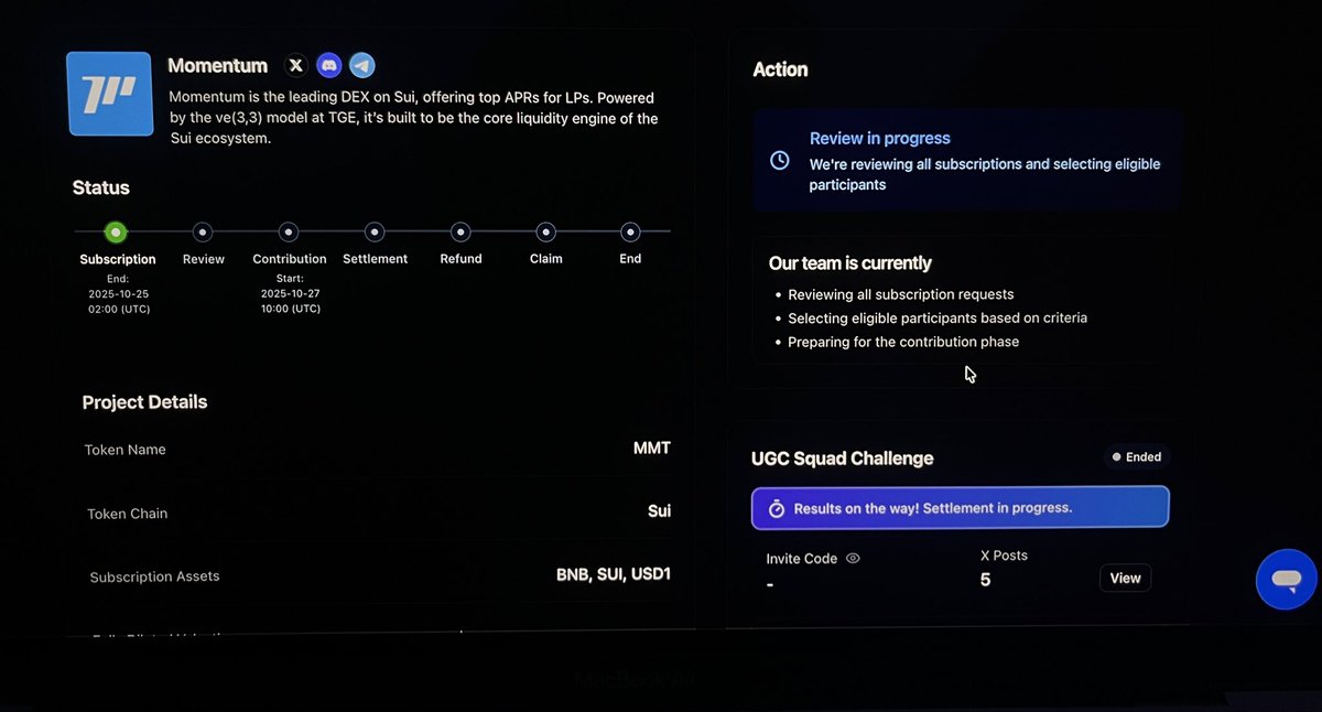 BuzzWyne's tweet image. @MMTFinance 
Community offering and subscription is LIVE at @buidlpad .

Complete your KYC and subscribe before Oct 25 , 2AM UTC.

NO FUNDS NEED AT THAT MOMENT.
👇👇
buidlpad.com/projects/momen…