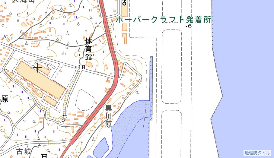 地理院地図の地形図に、大分空港のホバークラフトが反映された。渡船記号が陸上に書かれているの、超レアでは？
maps.qchizu.xyz/#16/33.474865/…