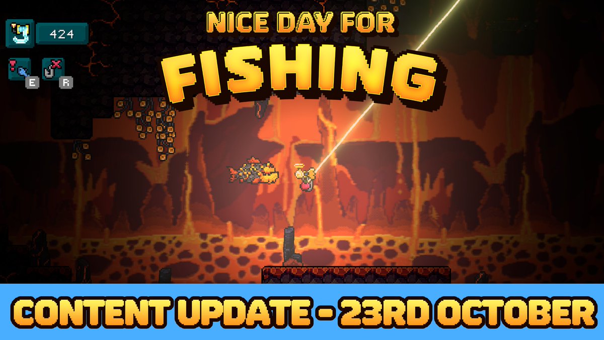 EpicNPCManGame's tweet image. Exciting news... Nice Day for Fishing&apos;s free Content Update will launch tomorrow for Steam, PS5 &amp;amp; Nintendo Switch! 🎣

🎃Seasonal Events: Halloween &amp;amp; more
🐟Powerful Elite Enemies
🆕Secret Boss: Hardest Ever
➕And more!

Read more in our new Dev Log: ⬇️
store.steampowered.com/news/app/23931…