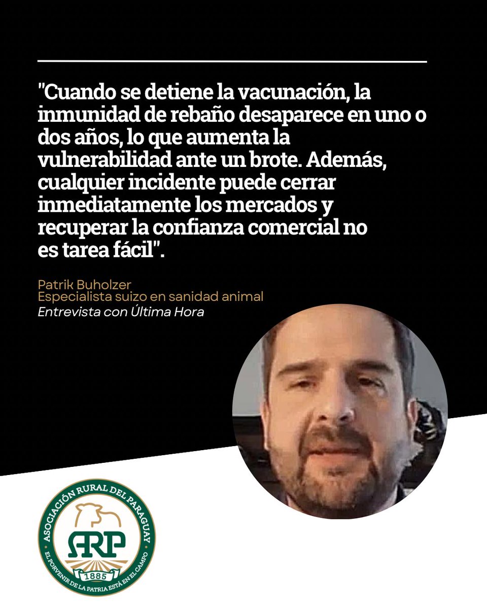 arp_py's tweet image. Patrik Buholzer, especialista en sanidad animal se refiere a la vacunación contra la Fiebre Aftosa.