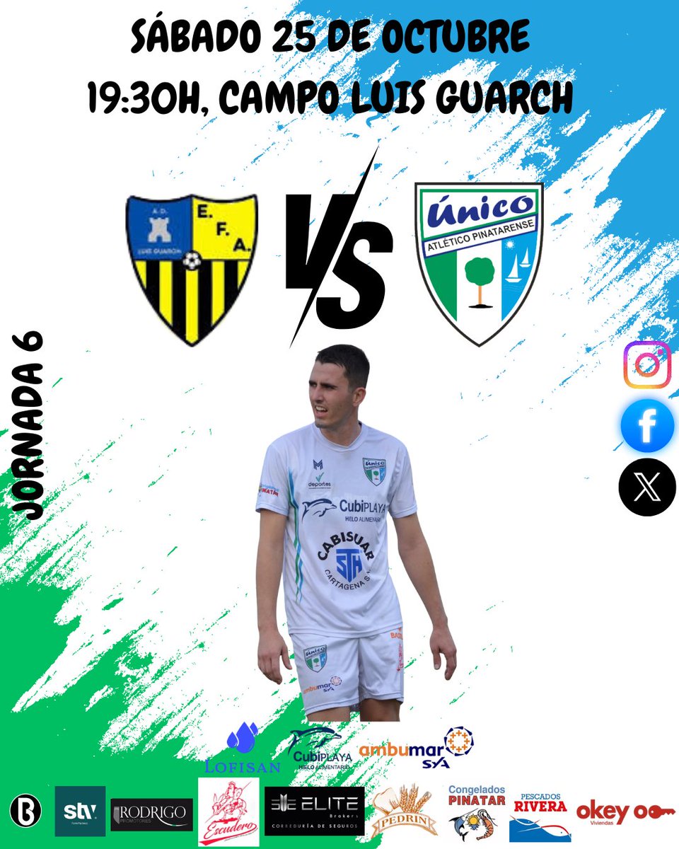 PinatarenseAtl's tweet photo. 🆚 EF La Aljorra
📅 Sábado, 25 de octubre
⏰ 19:30h
📍 Polideportivo Luis Guarch, La Aljorra https://t.co/cCkHf1eLAK