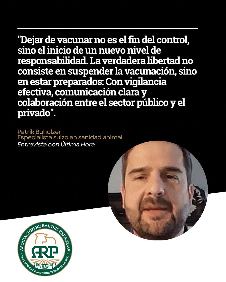 arp_py's tweet image. Patrik Buholzer, especialista en sanidad animal se refiere a la vacunación contra la Fiebre Aftosa.