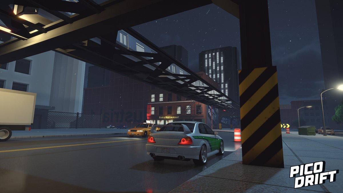 Sometimes I explore the city like a pedestrian.
Everything is hand-crafted!
On the left you can still see WIP buildings (chemical tanks and an old industrial building) #indiegame #gamedev