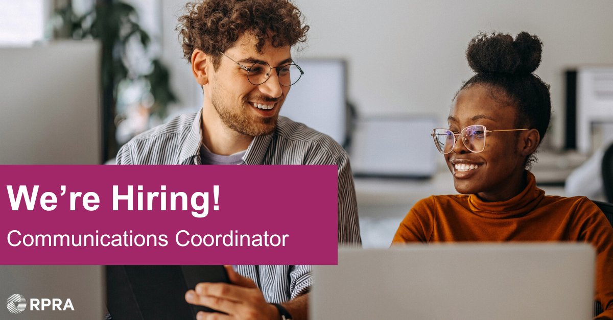 We're hiring a Communications Coordinator! If you're a strong writer, critical thinker, and ready to contribute across a variety of projects, we want to hear from you.

Apply today: rpra.ca/about-us/caree…. #Careers #RPRA #Ontario #Canada #Jobs