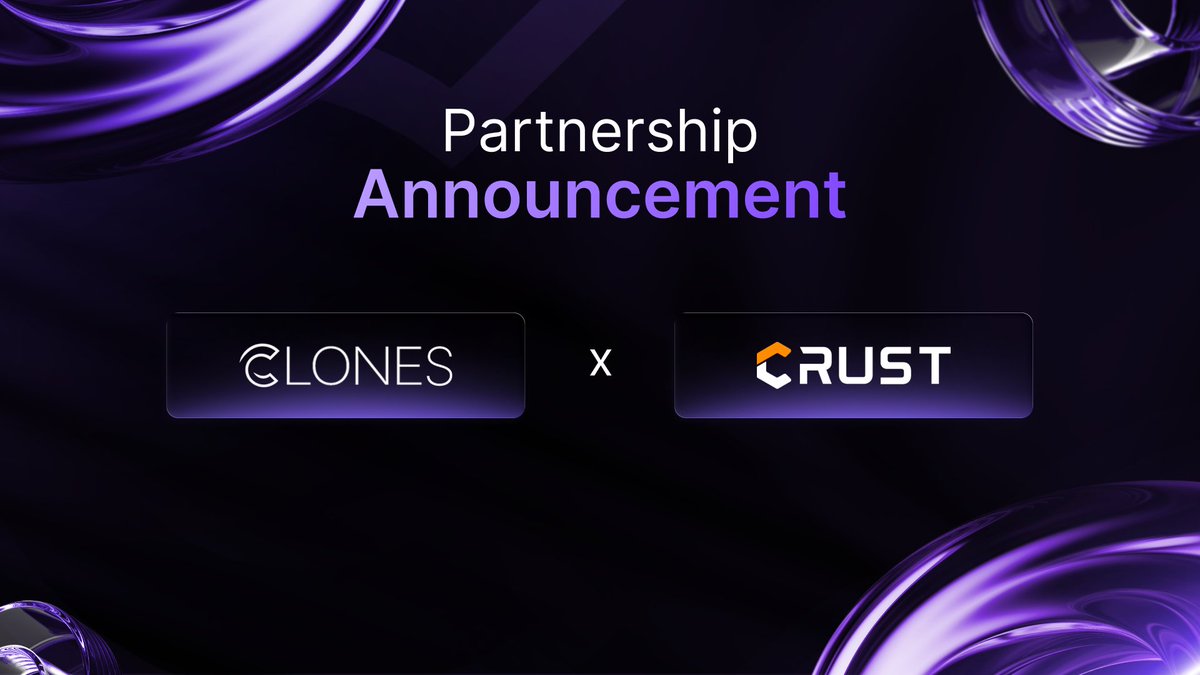 clones_ai's tweet image. 📢 Partnership Announcement
We’re excited to welcome @CrustNetwork to $CLONES ecosystem!
Together, we’re enabling seamless access to decentralized storage for AI-training datasets by combining Crust’s IPFS-based infrastructure with our data collection and dataset tokenization…