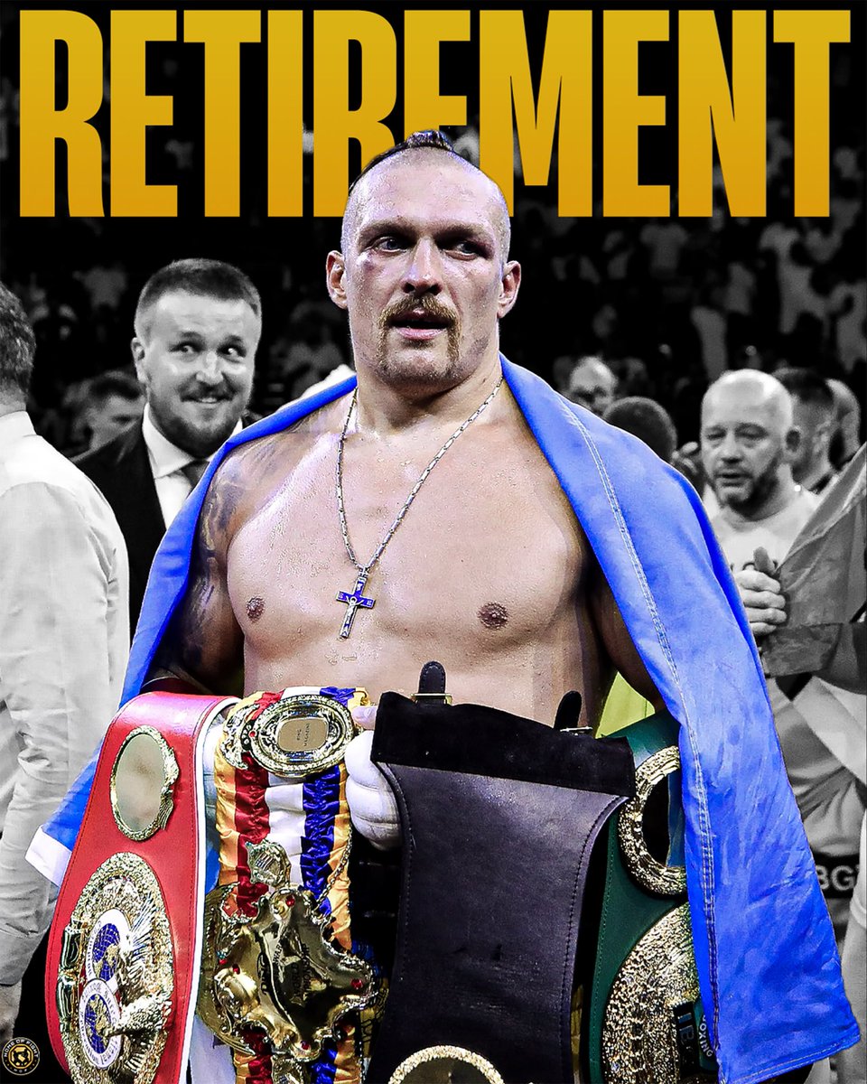 🫡🇺🇦 Oleksandr Usyk has announced that he plans to retire from boxing at the age of 41 and transition into training other fighters.

“I’ll fight until I am 41. Then I’ll build a sports academy, I’ll train there and train others.”

Usyk, now 38, holds an undefeated record of 24-0