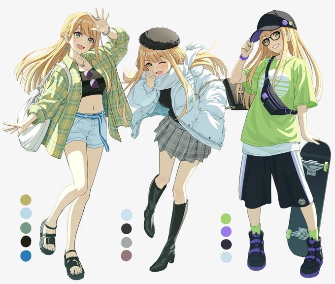 紫雲清夏に似合うコーデを妄想して描くのが楽しすぎる、という絵。。 #学マス