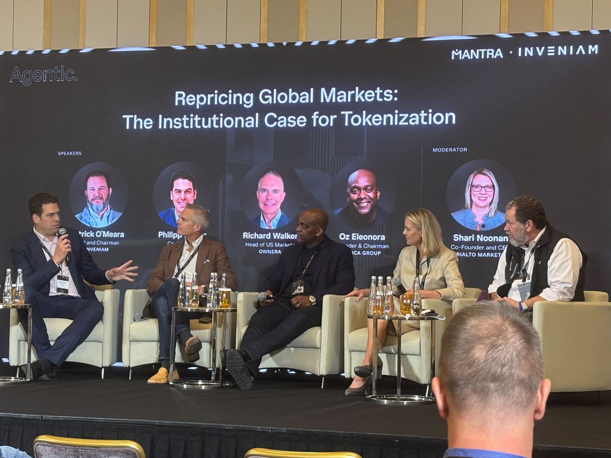 SwarmMarkets's tweet photo. Today, Swarm co-founders @PhilippPieper and @timolehes are in Abu Dhabi at the @MANTRA_Chain x @InveniamIO  “Agentic” event.

They discussed how the intersection of AI and tokenization, first proven in public markets with Swarm's tokenized stocks like @Apple and @Tesla, is now paving the way for private markets to become intelligent, trusted, programmable, and, more importantly, discoverable.

#RWA #AI #AgenticFinance #Tokenization
