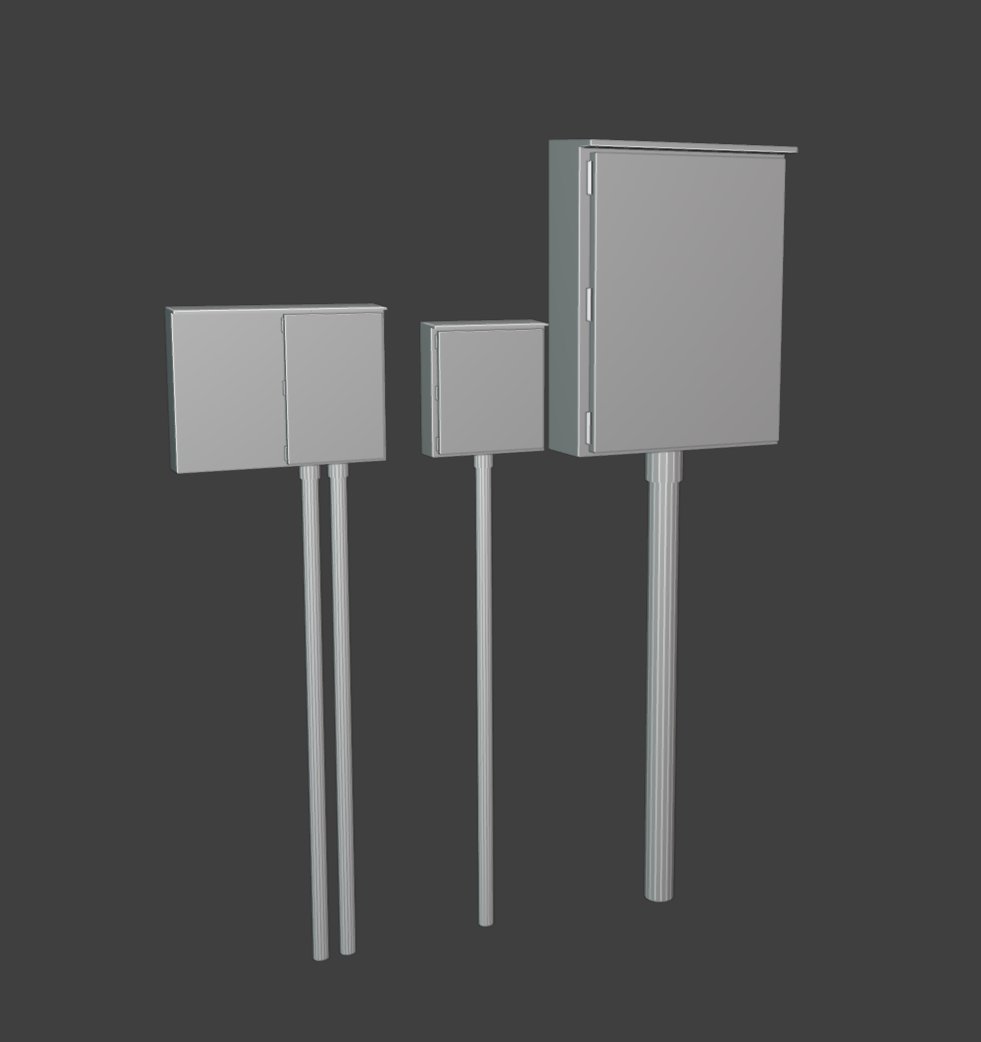 BitByteBytes's tweet image. daily whitebox #91
electrical boxes
#dailywhitebox
#lowpoly #indiedev #gamedev #b3d
#3dmodeling #blender #gameart #3dart