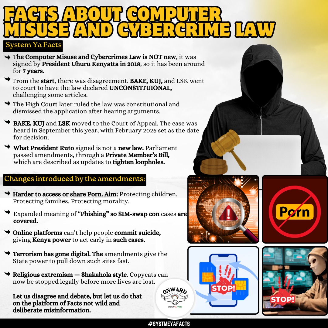 Healthy debate is good for democracy, but it must be grounded in facts. The Cybercrimes amendments protect Kenyans from digital harm, not silence them. Let’s be factual, not fearful. Reject Misinformation. #CybercrimesBillFacts