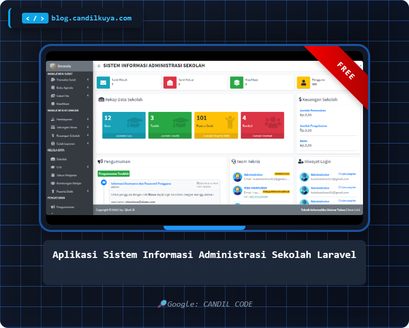candil_kuya's tweet image. Source Code Aplikasi Sistem Informasi Administrasi Sekolah Laravel
#candilcode #candilkuya #sourcecode