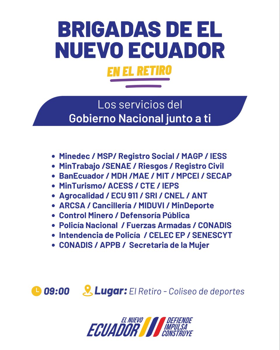 La brigada de #ElNuevoEcuador ahora en #ElRetiro🎉

Servicios, soluciones y compromiso con nuestra gente.