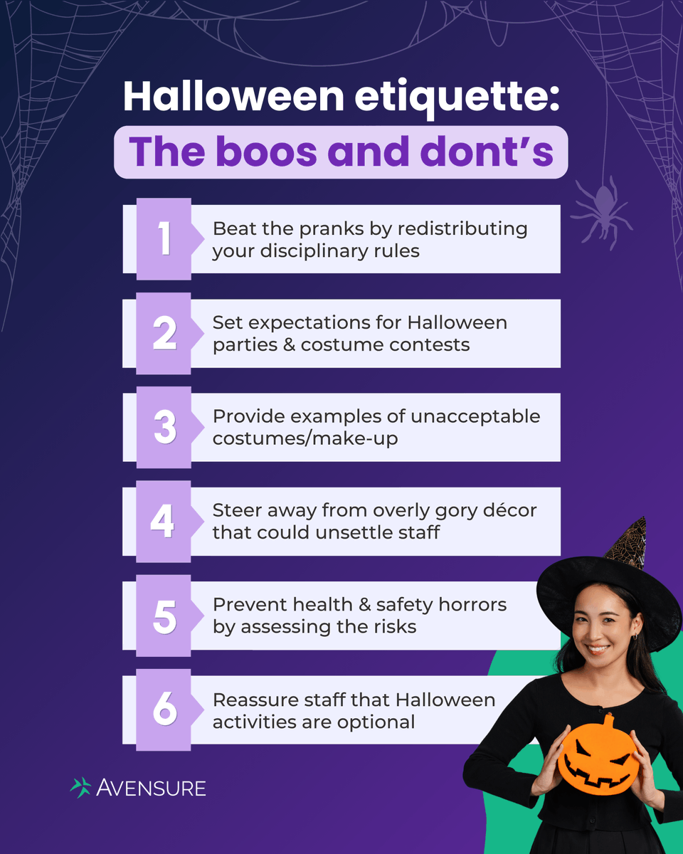 Stop #Halloween from haunting your workplace by getting ahead of the tricksters and potential hazards to ensure a smooth spooky season.

#HalloweenInTheWorkplace #HR #HealthAndSafety