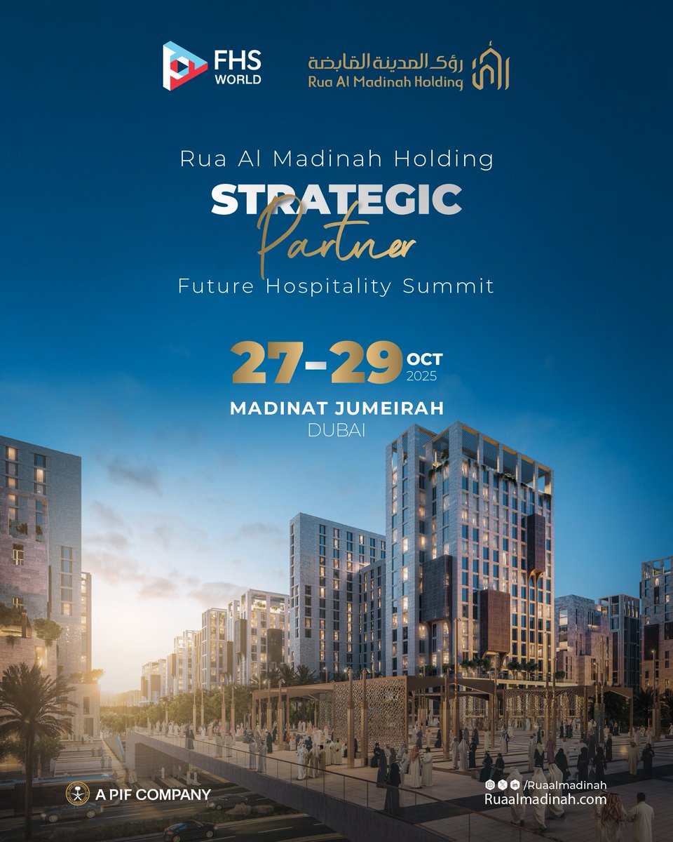 RuaAlmadinah's tweet photo. Toward promising horizons..
At #FHSWorld 2025 in Dubai, we share inspiring visions showing how the charm of authenticity meets the spirit of modernity in a contemporary form, reshaping hospitality concepts in the heart of Madinah.
Discover the progress of our projects.
#RuaAlMadinahHolding