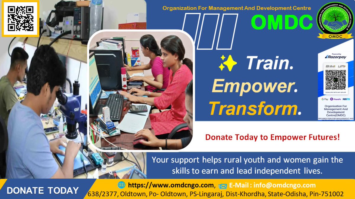 FoundationOmdc's tweet image. In many rural areas, young people and women struggle to find opportunities for employment.
Without access to proper training, their talents remain hidden, and dreams fade away.

At OMDC, we believe in empowering communities through skill development.