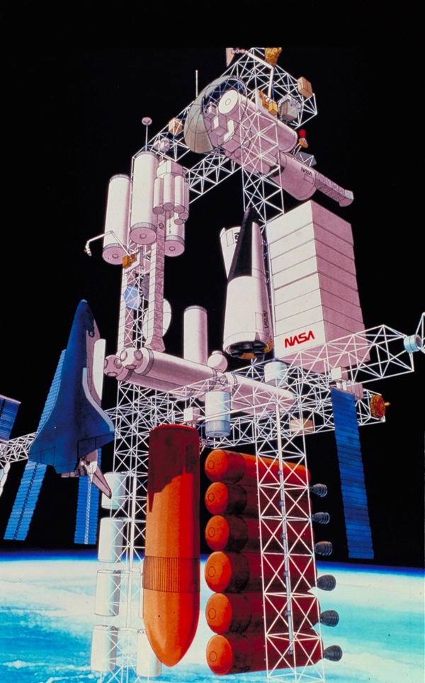 steveashleyplus's tweet image. A 1984 workshop produced a proposal for a human mission to Mars that wld use Mars resources and lead to a permanent presence
The Mars Cycler spacecraft wld be assembled in Earth orbit, and then three Habitat vehicles wld head to Mars...
(SpaceRev) thespacereview.com/article/5085/1