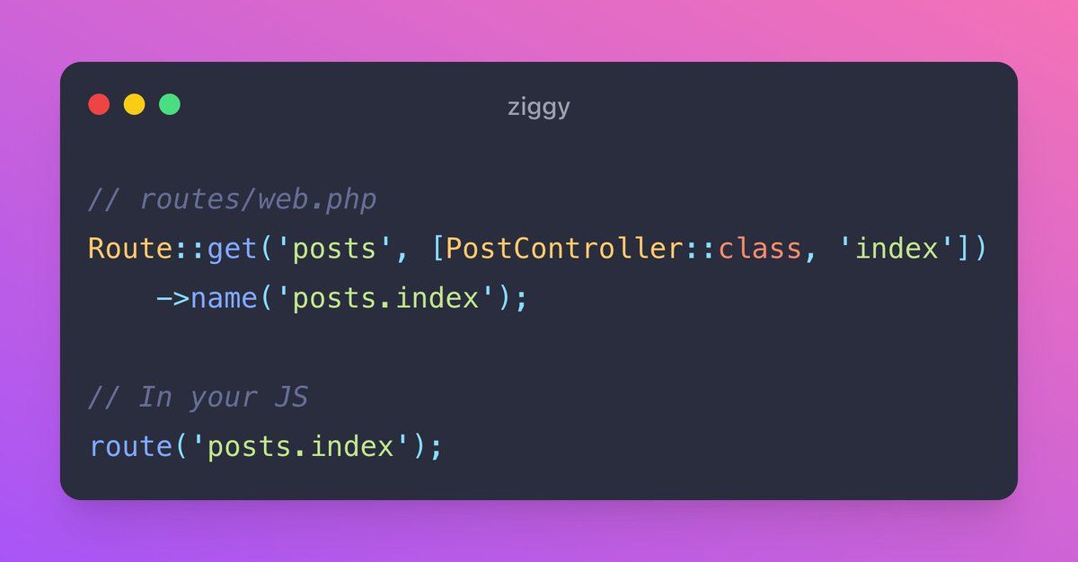 mmartin_joo's tweet image. 14/ ziggy 

This package makes it possible to use your Laravel named routes from your Javascript. 

It can be a Blade, an Inertia, or an SPA application. Very useful!