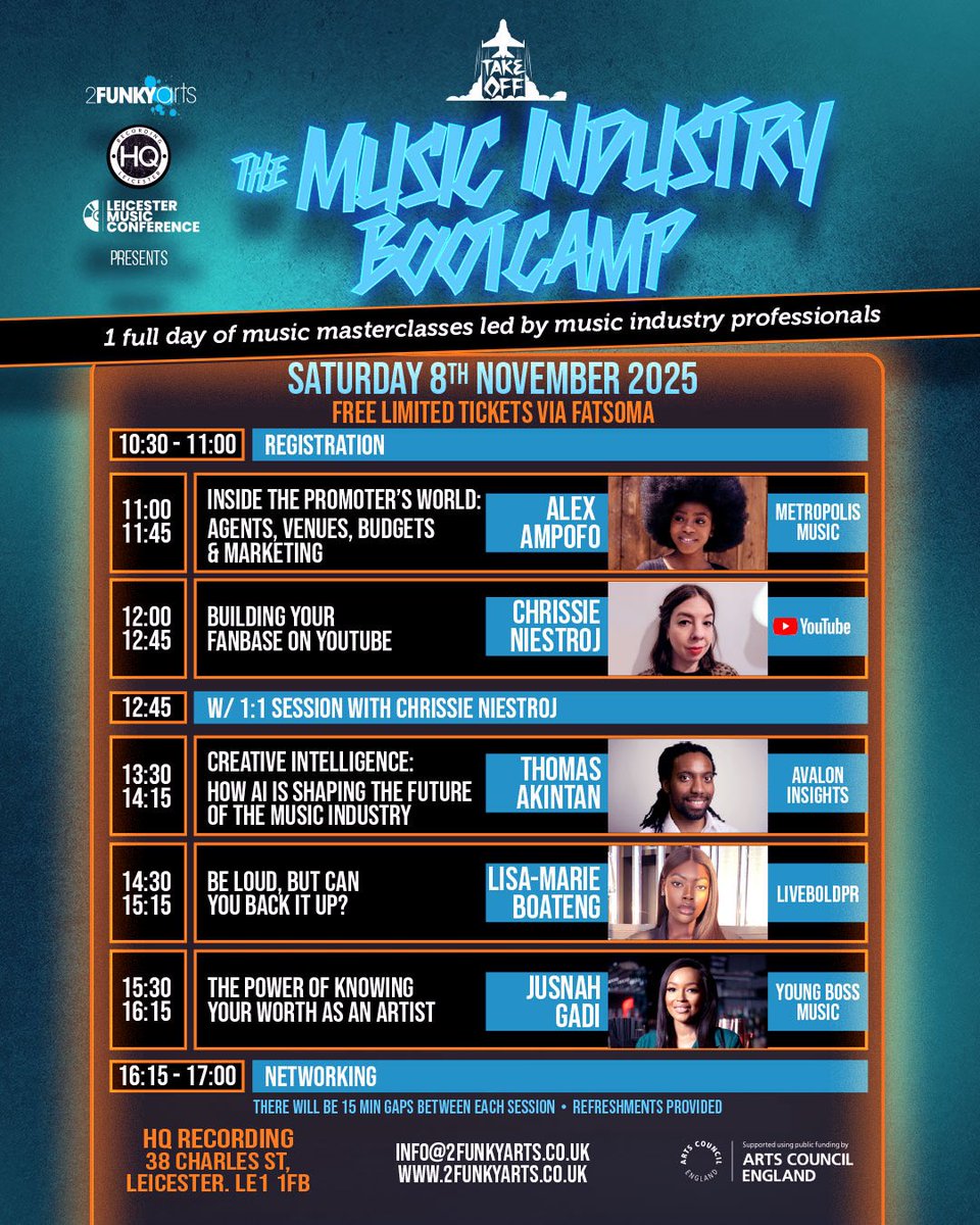 planetalex_'s tweet image. Leading a session on the world of a promoter on 8th Nov, in Leicester. It’s super important we enrich different areas, especially regionally. A day of industry masterclasses led by those on the ground. Tickets are free and supported by @ace_national

2funkyarts.co.uk/portfolio/the-…