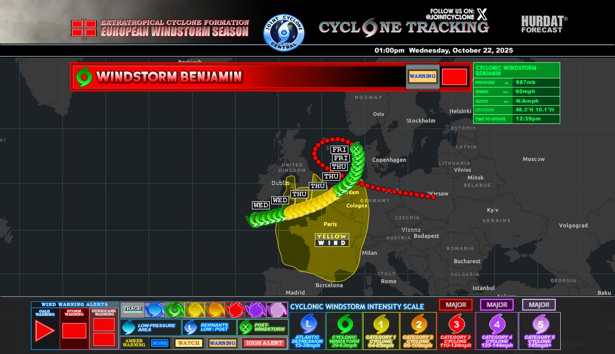 #StormBenjamin Advisory 7
Winds: 60mph
CWSIS: WS
MSLP: 987mb
#Benjamin forecast to become a Category 1 cyclone later tonight...