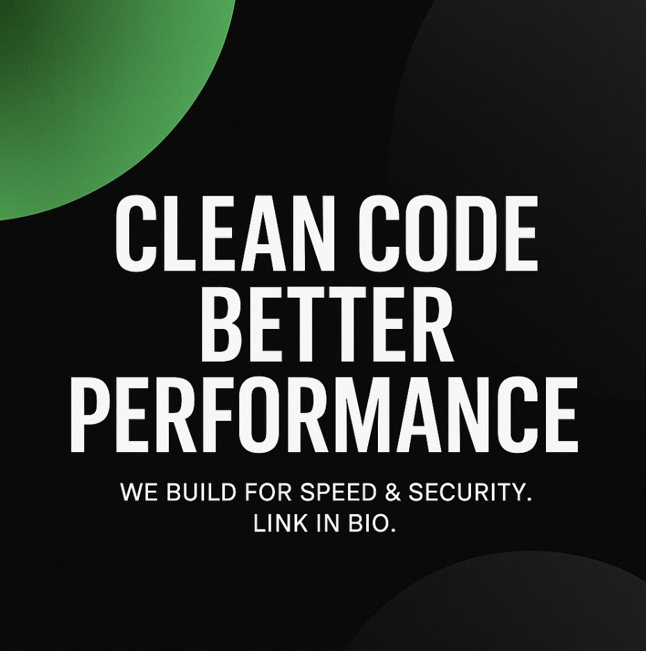 MatthewsTechno1's tweet image. Clean code = better performance 🖤. We build for speed & security. Link in bio.