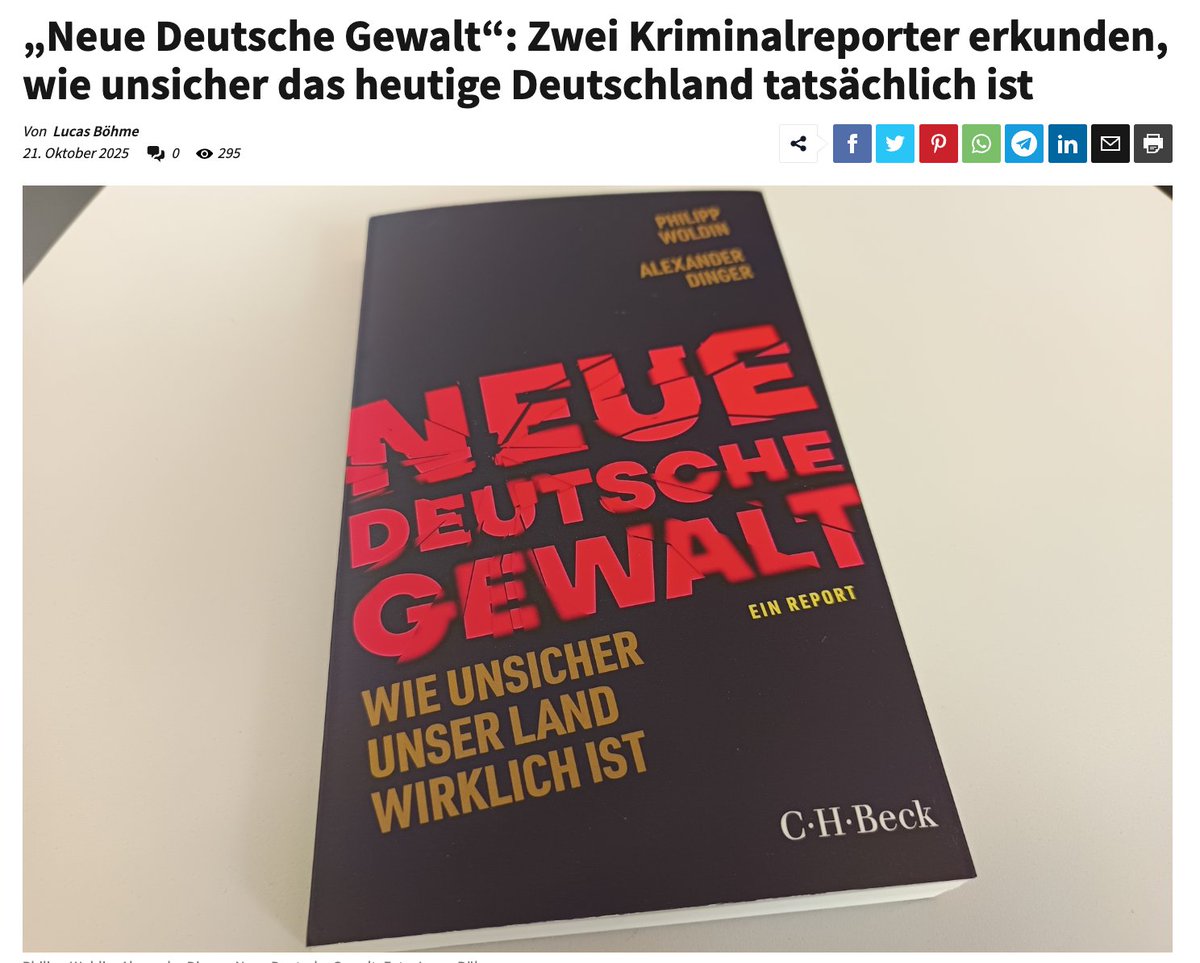 "Am Ende ihres differenzierten und gut lesbaren Buches formulieren Woldin und Dinger, was sich für sie in Zukunft ändern muss"

Die Leipziger Zeitung <a href="/LIZ_de/">Leipziger Zeitung</a> hat "Neue Deutsche Gewalt" gelesen l-iz.de/bildung/bueche… <a href="/CHBeckLiteratur/">C.H.Beck Literatur</a> <a href="/AlexanderDinger/">Alexander Dinger</a>