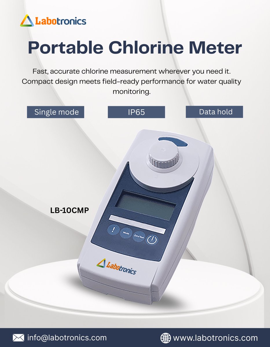 Labotronics's tweet image. Labotronics Portable Chlorine Meter LB-10CMP
Compact, fast, and accurate chlorine measurements for labs and field testing.

Email: info@labotronics.com
Learn more: labotronics.com/portable-chlor…

#Labotronics #waterquality #fieldtesting #labequipment #precisiontools #qualitymonitoring