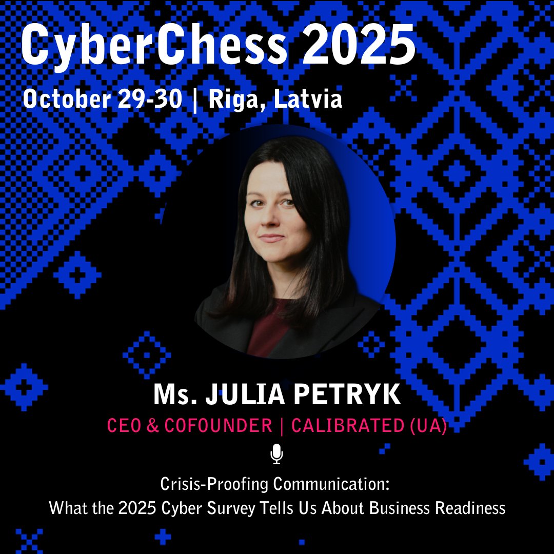 certlv's tweet image. Krīzes pārbauda ne tikai sistēmas, bet arī cilvēkus💡
29. oktobrī #CyberChess2025 konferences tematiskajā blokā “Krīzes un risku pārvaldība”– sarunas par noturību, rīcību un komunikāciju, kad likmes ir augstas.

📅 Programma un reģistrācija tiešsaistei: cyberchess.lv