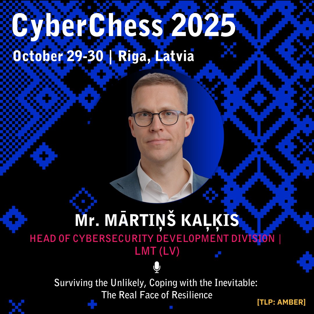 certlv's tweet image. Krīzes pārbauda ne tikai sistēmas, bet arī cilvēkus💡
29. oktobrī #CyberChess2025 konferences tematiskajā blokā “Krīzes un risku pārvaldība”– sarunas par noturību, rīcību un komunikāciju, kad likmes ir augstas.

📅 Programma un reģistrācija tiešsaistei: cyberchess.lv