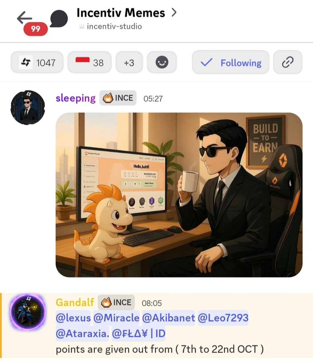 web3yankee's tweet photo. GM CT 🐉
Thanks to @Incentiv_net team today i was chosen as the winner of one the incentiv memes categories #incentivstudio
Thank you for the reward points my lords @GandalfVibes ✨
#Incentiv #Testnet #Proofwork #Incentivstudio #Memes https://t.co/sbIvZWuwSm