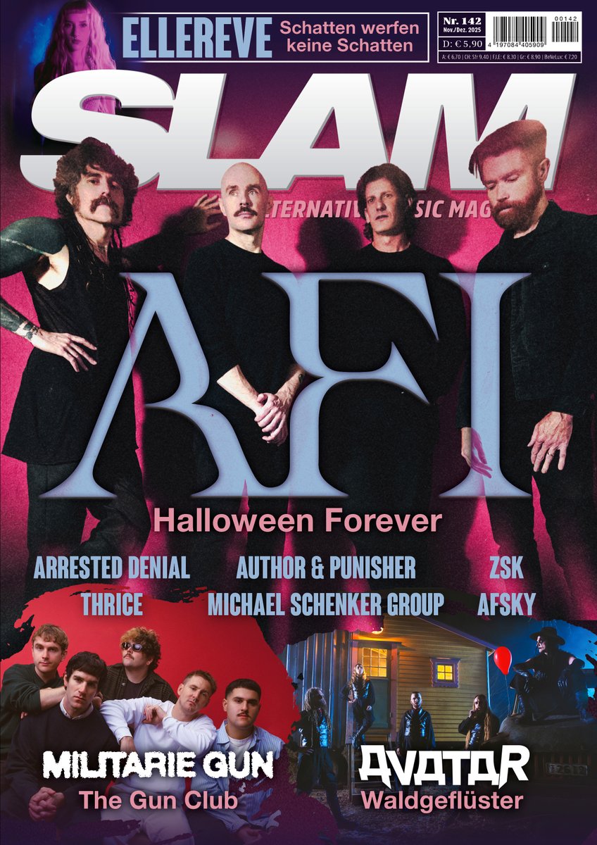 SLAM #142 - ab sofort zu Bestellen auf mjusick.com (25% Rabatt mit Code HALLOWEEN) und bald auch am Kiosk! #afi #ellereve #militariegun #authorpunisher #thrice #michaelschenkergroup #avatar #afsky #zsk #arresteddenial #slam #halloween #music #magazine #punk #metal