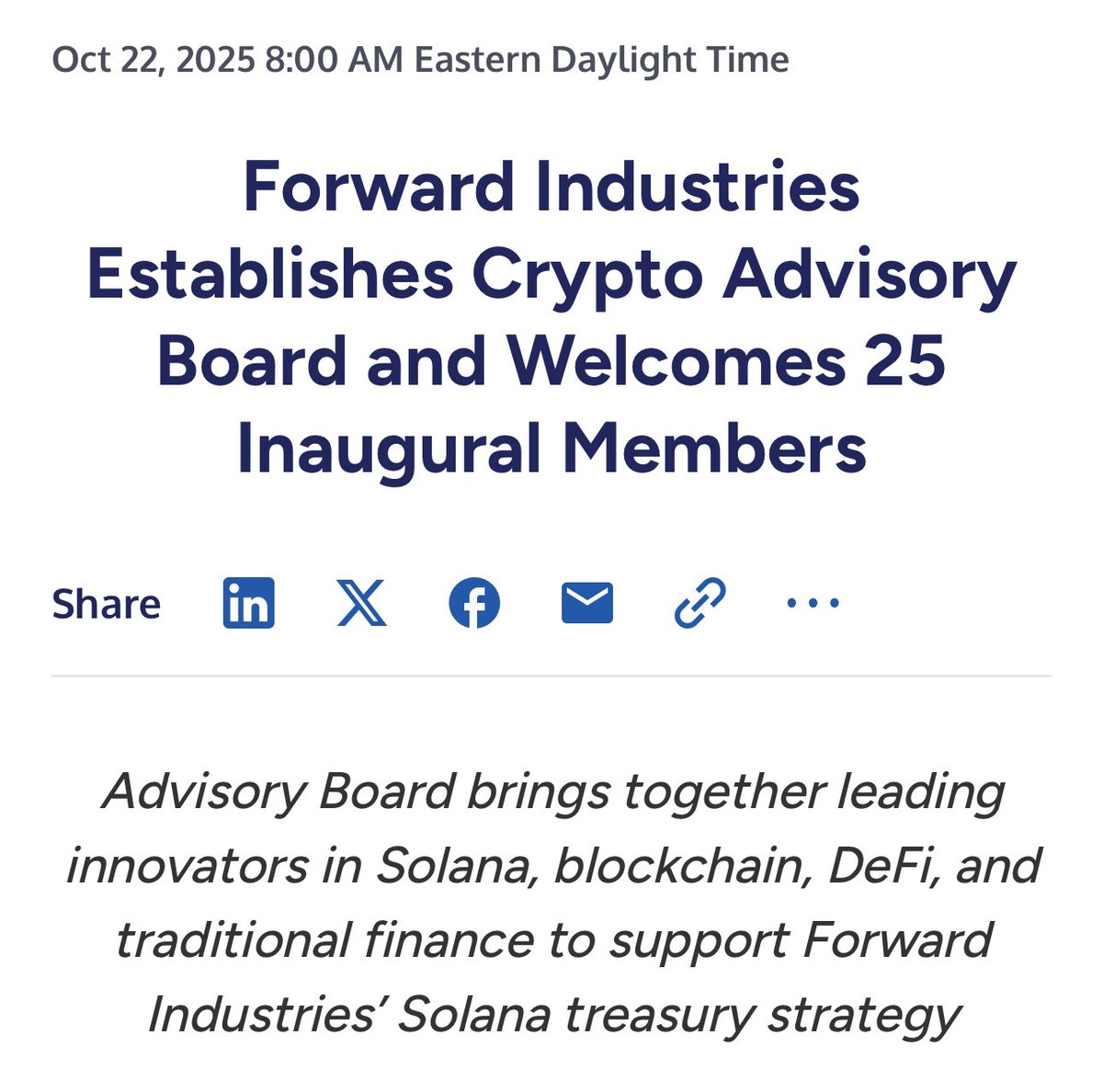 Forward Industries 加密顾问委员会公告图