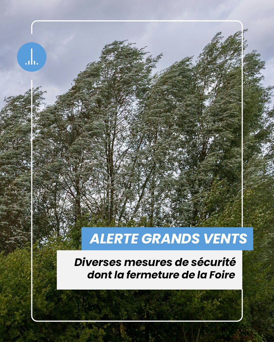 🌬️ Jeudi 23 octobre : vents violents en Belgique ! 🌬️ Rafales de 70 à 90 km/h prévues, avec un possible code orange. 💨 La Ville de Liège ferme parcs et cimetières, y compris le parc d’Avroy et la Foire de Liège, dès 11h. 🚫🌳 Activités annulées dans les parcs. 🙏 Soyez prudents.