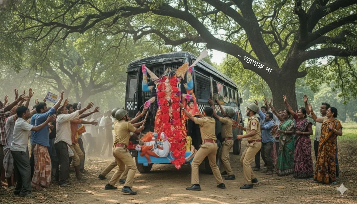 RakeshSinghKol's tweet image. Look, My Fellow Bengalis!
See what Mamata Banerjee has done to our sacred land of Maa Kali! The land of devotion and courage is now crushed under appeasement and fear.
When Hindus protest, the police drag Maa Kali’s Murti into prison vans — as if our Goddess is a criminal!
Is…