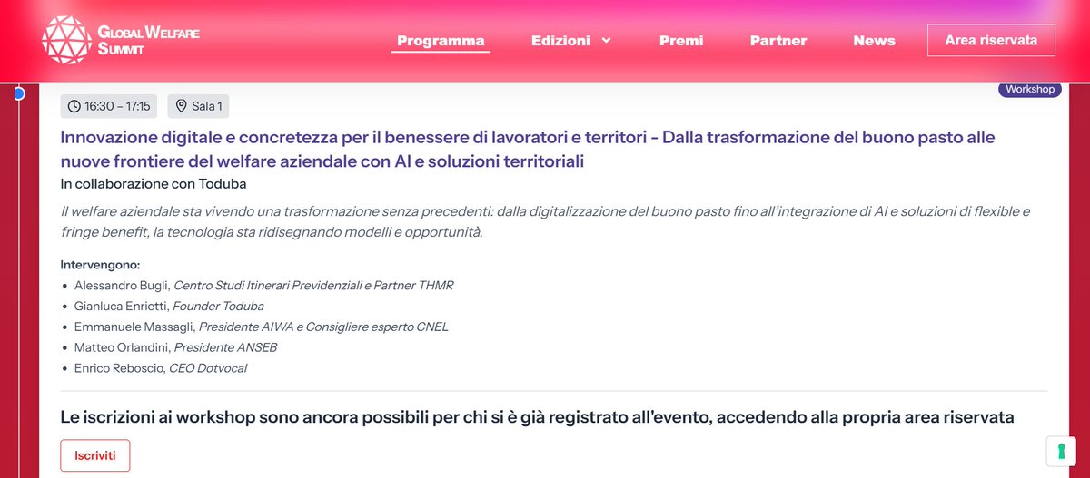 🔔#STD ➡️Domani 23/10 <a href="/EMassagli/">Emmanuele Massagli</a> presente al workshop che indaga un welfare più semplice, digitale e umano⤵️

Grazie a <a href="/toduba/">TODUBA</a> per averci invitato a partecipare al  #GlobalWelfareSummit 2025!🤝 

Info👉globalwelfaresummit.com/programma/