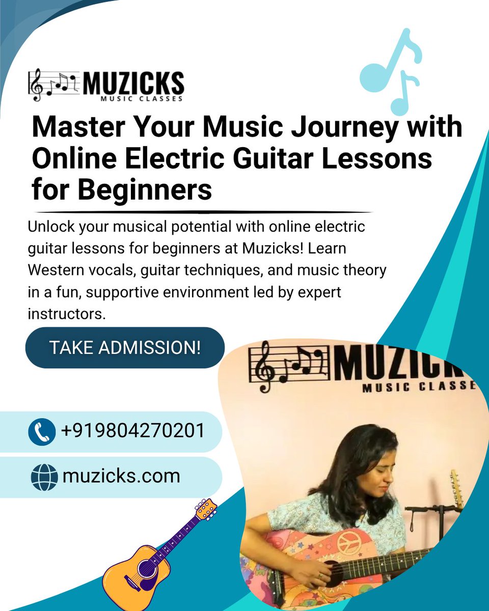 Muzicks_'s tweet image. Start your musical journey today with online electric guitar lessons for beginners at Muzicks! 
Visit:muzicks.com/courses/electr…
#OnlineElectricGuitarLessonsForBeginners #Muzicks #GuitarLearning #MusicEducation #LearnGuitarOnline #BeginnerGuitarist #MusicTheory #GuitarTraining