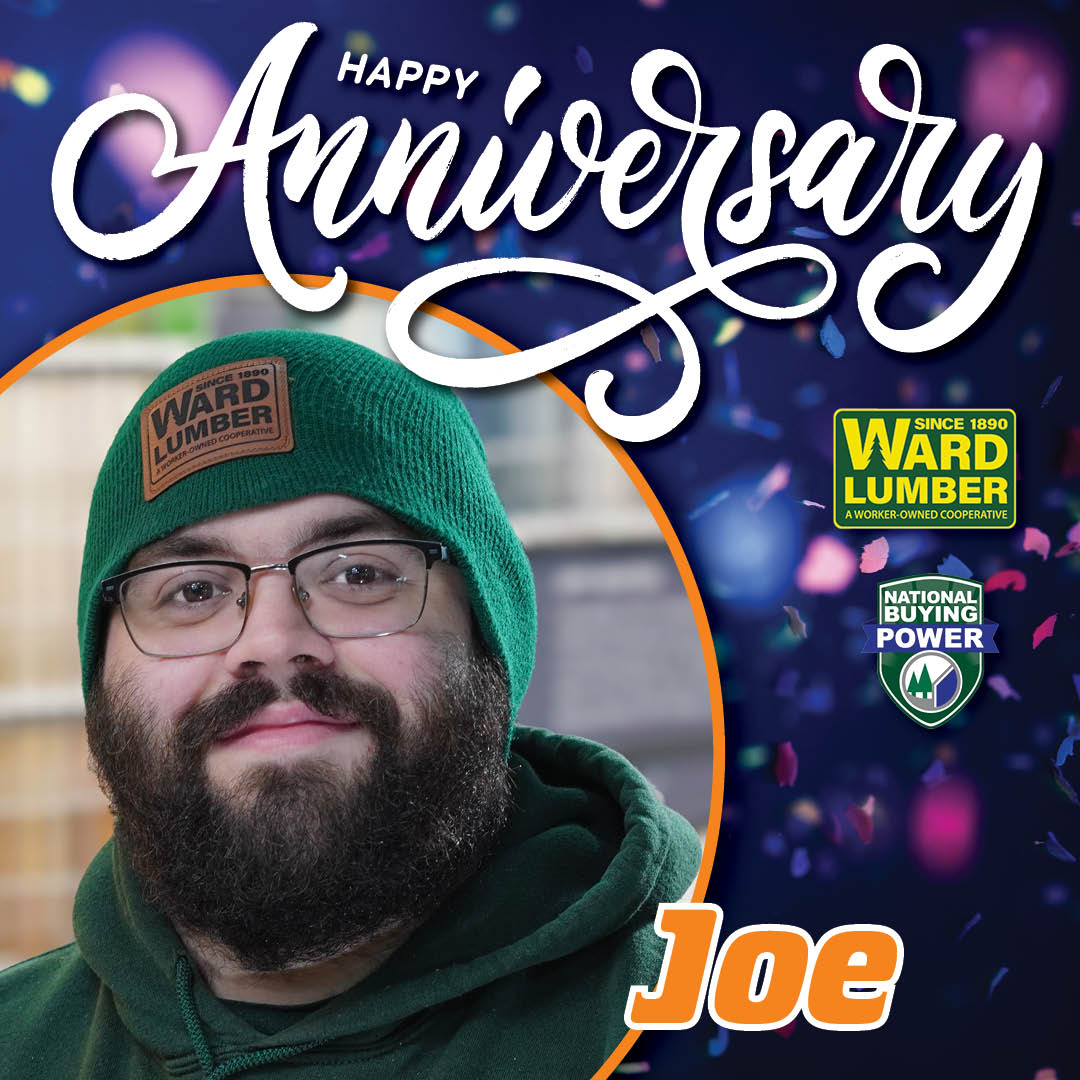wardlumber's tweet image. 🎉 Happy 4-Year Anniversary, Joe!
Thank you for your hard work over the past four years. Wishing you continued success ahead!
#HappyWorkAnniversary #WardLumberStrong #WorkerOwned #NorthCountry
