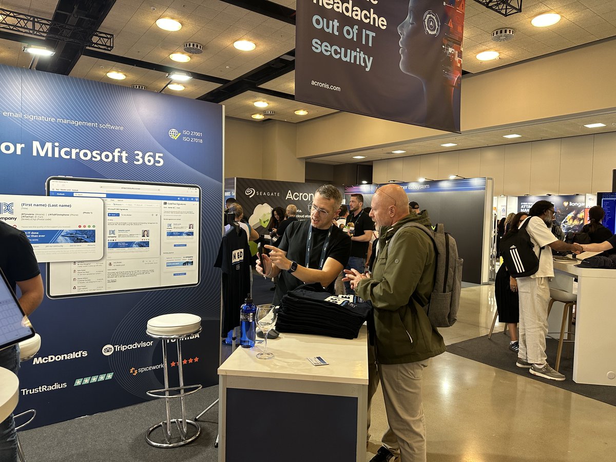 CodeTwoSoftware's tweet image. We’re having an amazing time on Day 1 of #MSPGLOBAL2025! Today, Mike, our Technical Sales Manager, led a session on email signature and branding automation, and our booth has been packed with visitors all day.
If you’re attending but haven’t stopped by yet, come visit us at…