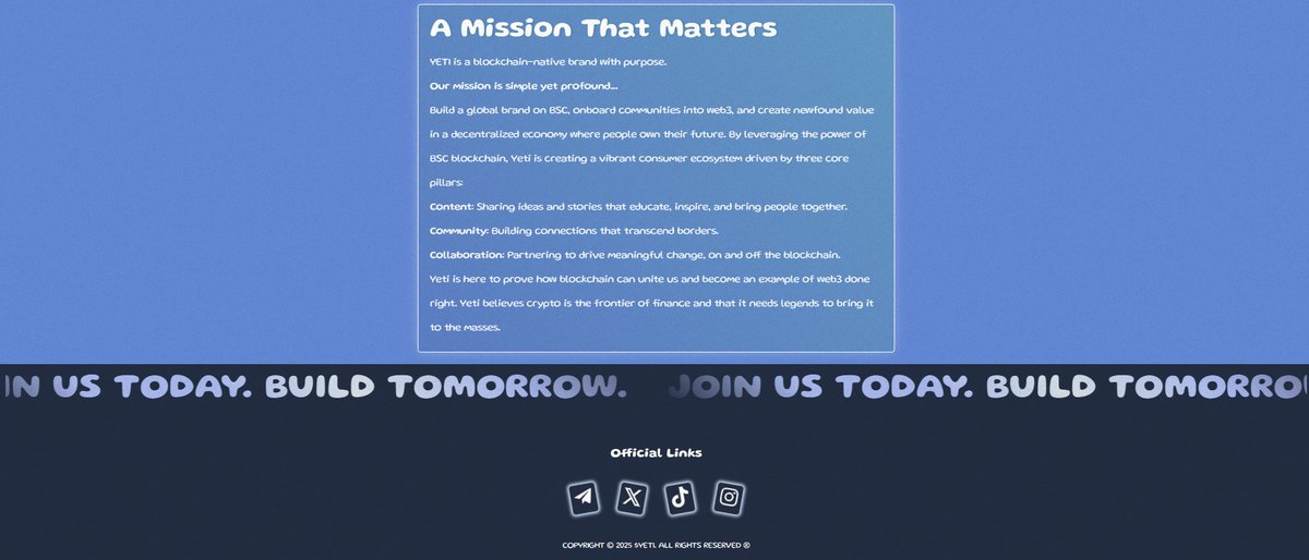 project_rDev's tweet image. 💻 Live preview: yeticoin.fun

Key sections include:
– Tokenomics overview
– Swap integration
– How to buy guide
– Fully responsive design
Every section was crafted to make users feel confident and connected from the very first scroll