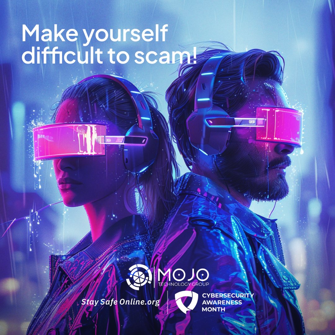 MoJoTechGroup's tweet image. Scammers are counting on you to make it easy. Don&apos;t give them what they want.

The harder you are to scam, the more likely they&apos;ll move on to an easier target.

#CybersecurityAwarenessMonth #CyberSecurity #mojotechnologygroup #mojotechgroup
