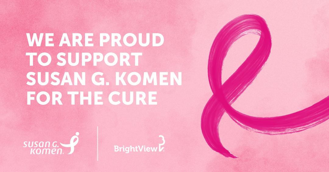 BrightView's tweet image. BrightView joins the @SusanGKomen Foundation in the fight against breast cancer. Together, we honor survivors, remember loved ones, and stand for a future without breast cancer.