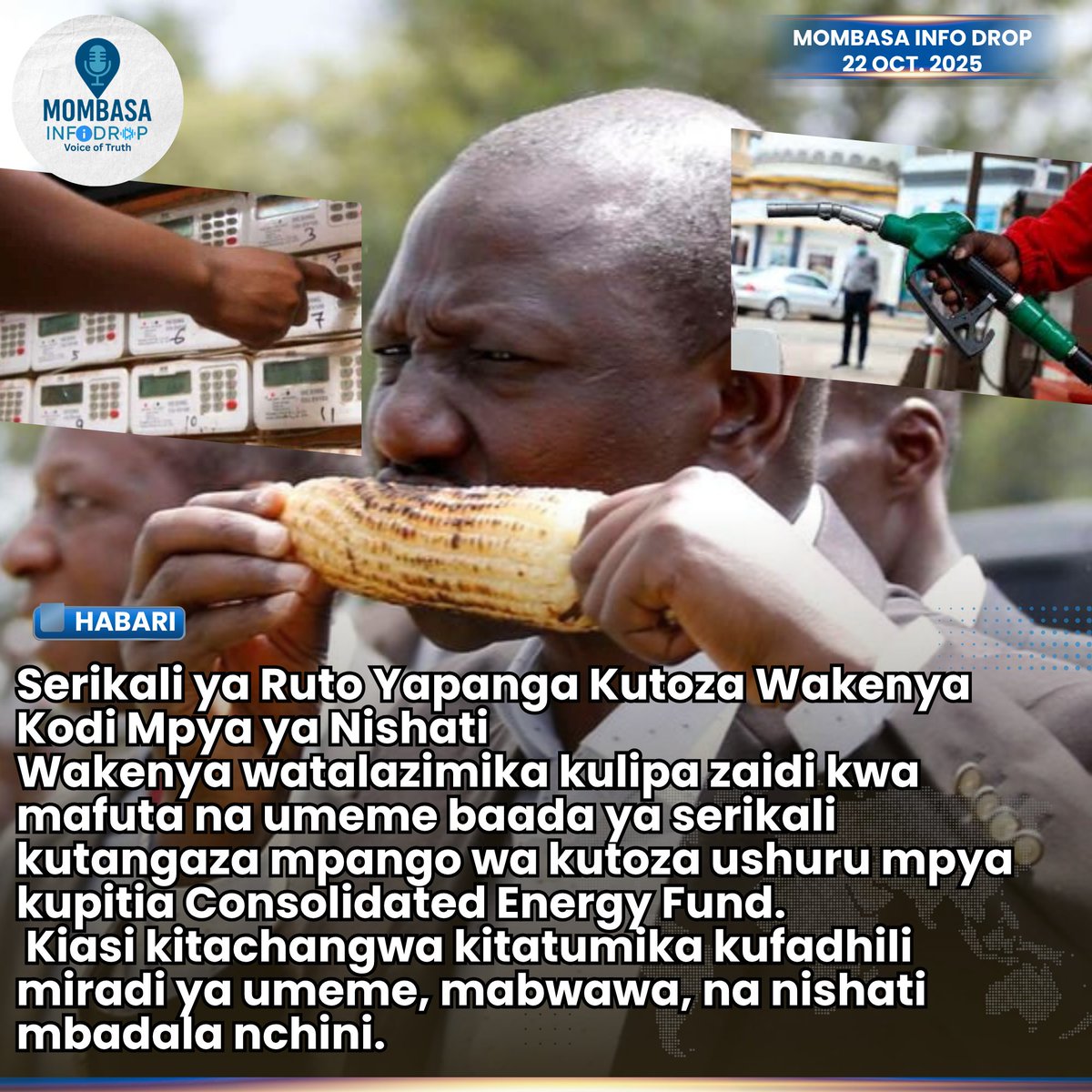 Serikali ya Ruto Yapanga Kutoza Wakenya Kodi Mpya ya Nishati
Wakenya watalazimika kulipa zaidi kwa mafuta na umeme baada ya serikali kutangaza mpango wa kutoza ushuru mpya kupitia Mfuko Shirikishi wa Nishati , yaani Consolidated Energy Fund.
#MombasaInfoDrop #Ruto #Raila #Nyeri