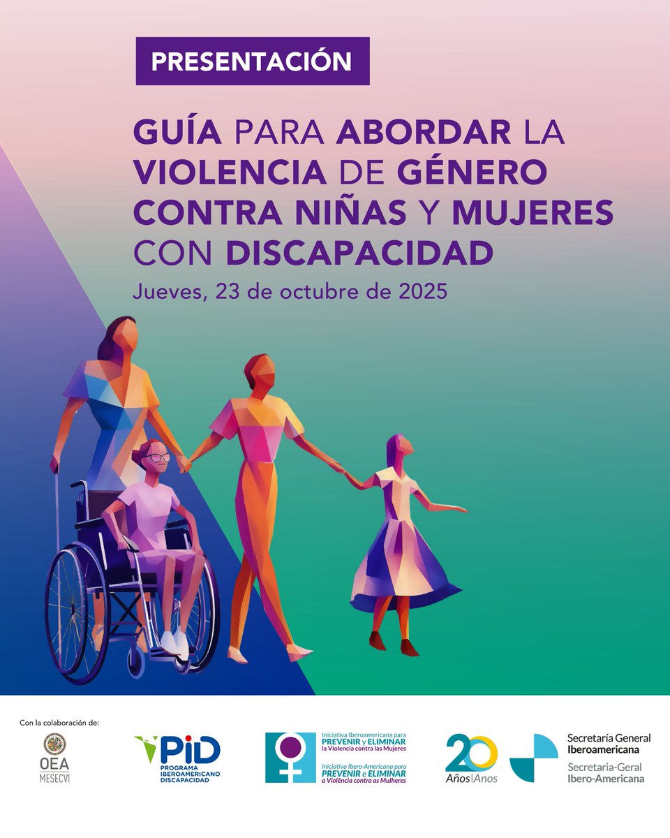 📢 En el marco de la IX Semana de la Cooperación Iberoamericana te invitamos a seguir el conversatorio y presentación de la "Guía para Abordar la Violencia de Género contra Niñas y Mujeres con Discapacidad".

👉 Una iniciativa impulsada por la #SEGIB, el <a href="/PIDiscapacidad/">Programa Iberoamericano de Discapacidad</a>  y la
