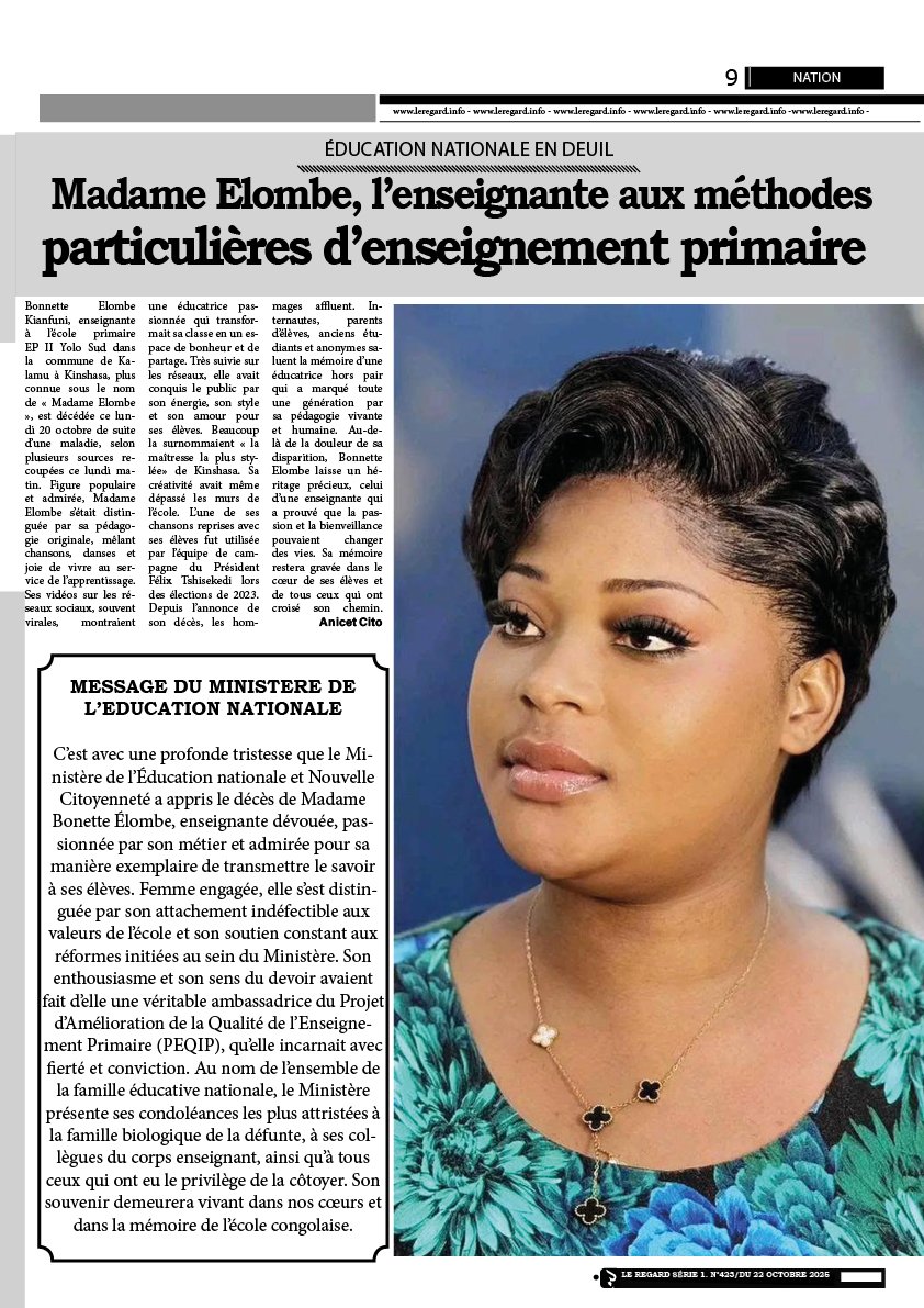 RdcRegard's tweet photo. Édition du mercredi 22 octobre 2025
#Journal #LeRegard https://t.co/E2Crgi3sLV