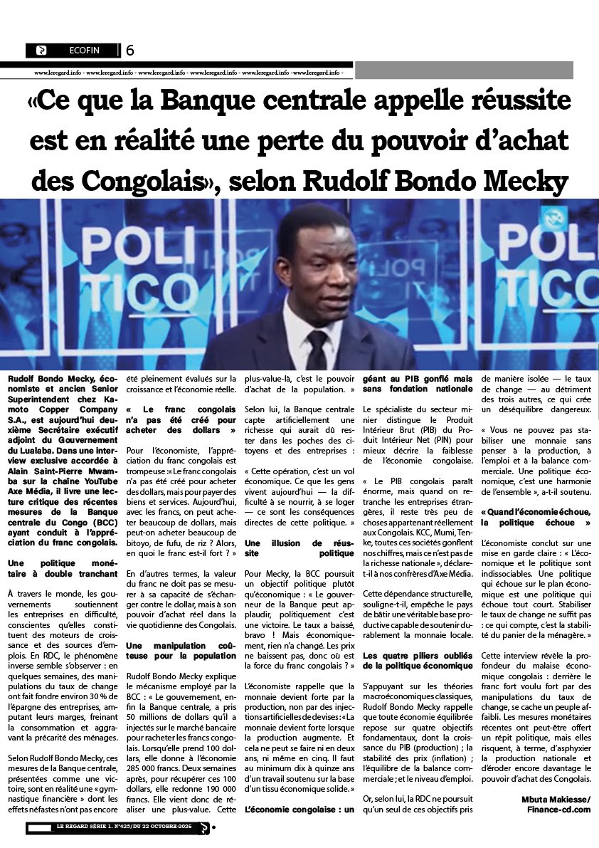 RdcRegard's tweet photo. Édition du mercredi 22 octobre 2025
#Journal #LeRegard https://t.co/E2Crgi3sLV