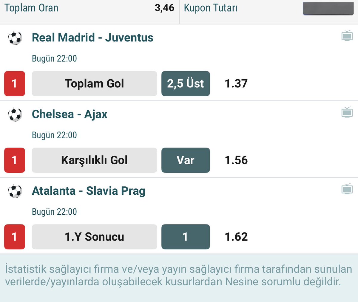 👉 Günün ideal kombinesi 

🔺 Herkese bol şans dilerim