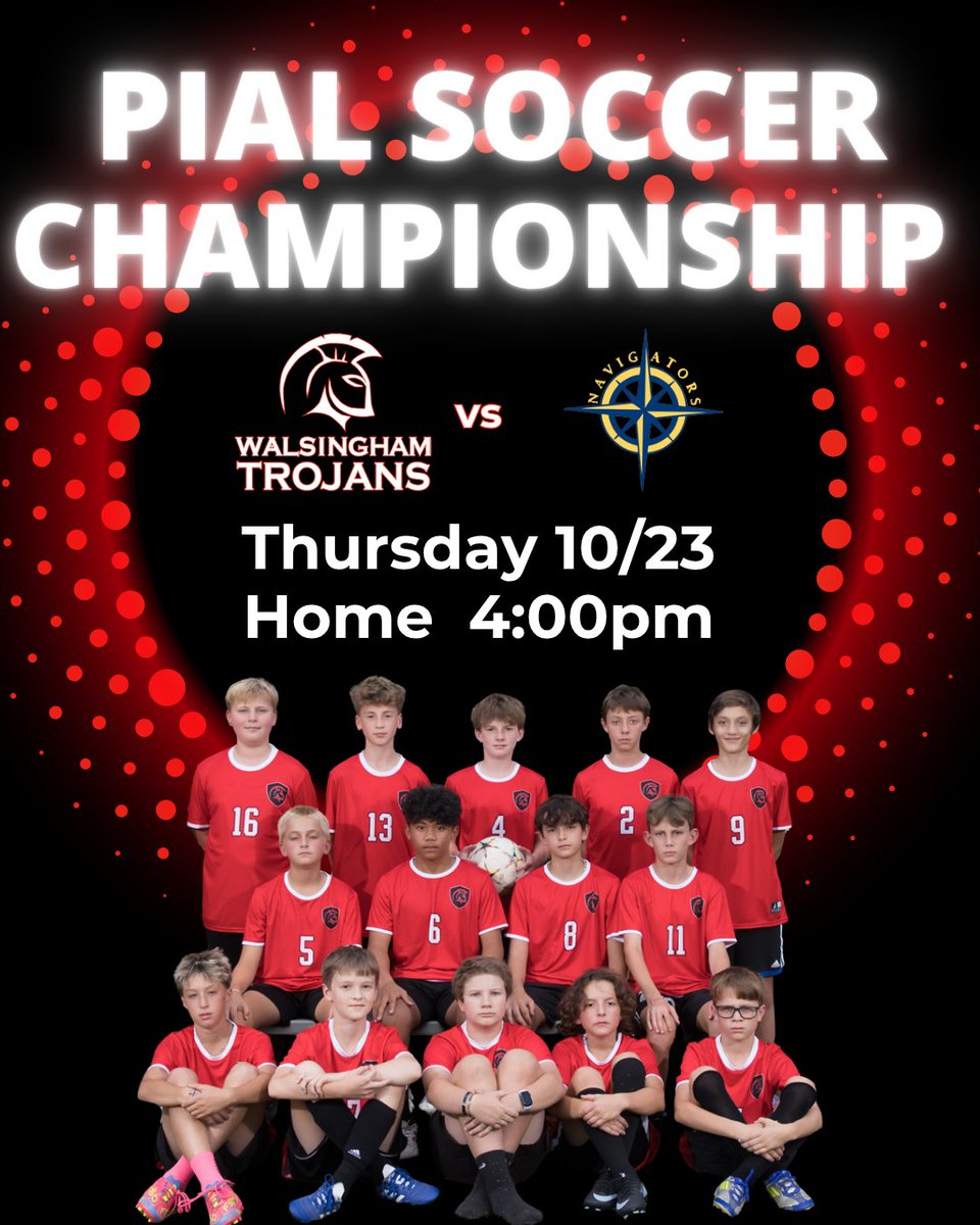 Come out and Support the Trojans JJV Soccer Team as they take on Hampton Roads Academy in the PIAL Soccer Championship, Tomorrow at 4:00 PM