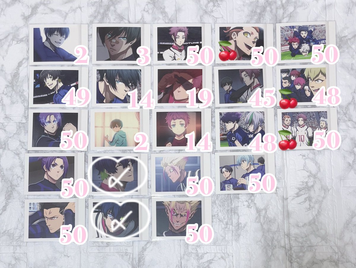 milklkn's tweet image. 〖 交換⌇譲渡 〗 ブルーロック ぱしゃこれ vol.５

譲￤潔 蜂楽 御影 凛 冴 馬狼 氷織&amp;amp;七星 烏&amp;amp;乙夜 士道 愛空 狐里 他
求￤２枚目千切／定価＋送料

❤︎ 初回プロカ必読
❤︎ 譲渡はキャラ毎優先

幼少はお声掛け重なる場合、🍒含むお取引き優先

検索からもお気軽にお声掛け下さい𓍯